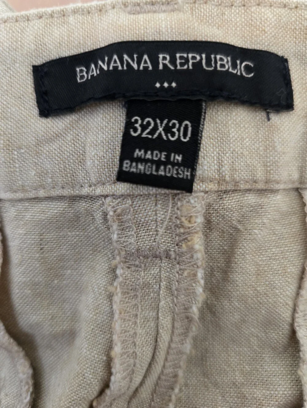 Banana Republic Pants Adult W 32 L 30 Beige Linen Cotton Straight Mens Outdoor